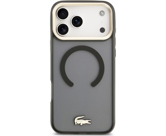 Lacoste IML Shockproof Petit Pique Gold Logo MagSafe Case Aizsargapvalks priekš iPhone 18 Pro Max / melns Neoriģinālie Maciņi