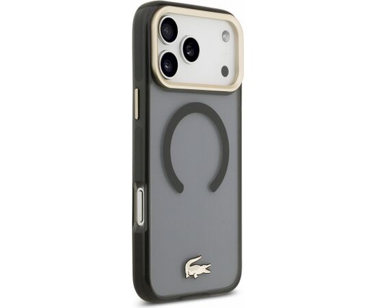 Lacoste IML Shockproof Petit Pique Gold Logo MagSafe Case Aizsargapvalks priekš iPhone 18 Pro Max / melns Neoriģinālie Maciņi