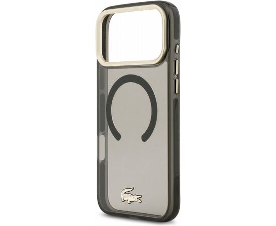 Lacoste IML Shockproof Petit Pique Gold Logo MagSafe Case Aizsargapvalks priekš iPhone 18 Pro Max / melns Neoriģinālie Maciņi