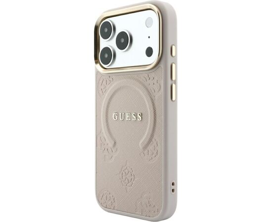 Guess Saffiano Peony & Ring MagSafe Aizsargapvalks priekš iPhone 18 Pro Max / 17 Pro Max / rozā Neoriģinālie Maciņi