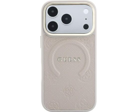 Guess Saffiano Peony & Ring MagSafe Aizsargapvalks priekš iPhone 18 Pro Max / 17 Pro Max / rozā Neoriģinālie Maciņi