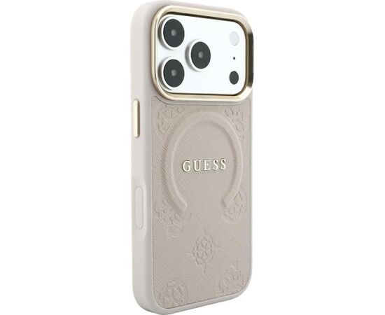 Guess Saffiano Peony & Ring MagSafe Aizsargapvalks priekš iPhone 18 Pro Max / 17 Pro Max / rozā Neoriģinālie Maciņi