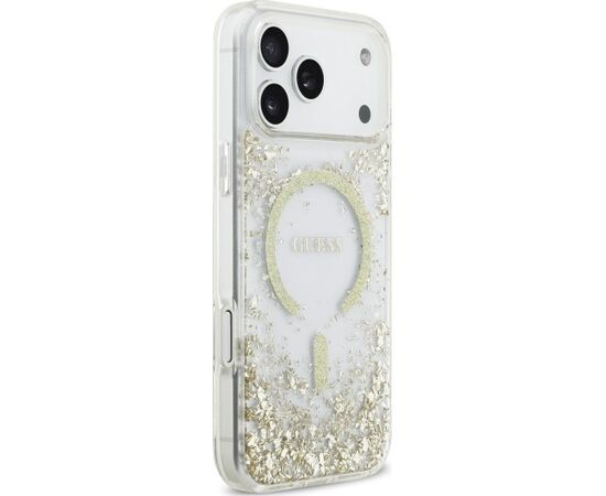 Guess Resin Bottom Glitter MagSafe Case Aizsargapvalks priekš iPhone 18 Pro Max / iPhone 17 Pro Max / zelta Neoriģinālie Maciņi
