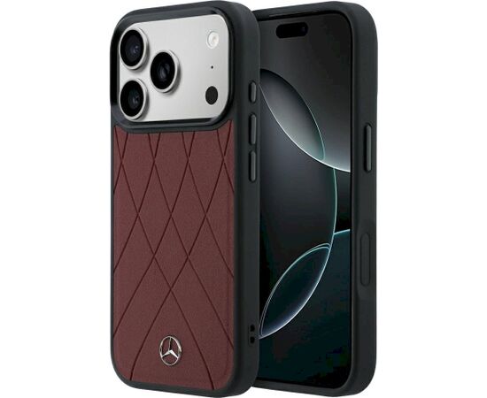 Mercedes Leather Crossed Lines MagSafe Aizsargapvalks priekš iPhone 18 Pro Max / 17 Pro Max / bordo Neoriģinālie Maciņi
