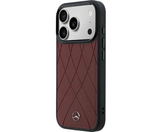 Mercedes Leather Crossed Lines MagSafe Aizsargapvalks priekš iPhone 18 Pro Max / 17 Pro Max / bordo Neoriģinālie Maciņi