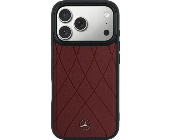 Mercedes Leather Crossed Lines MagSafe Aizsargapvalks priekš iPhone 18 Pro Max / 17 Pro Max / bordo Neoriģinālie Maciņi