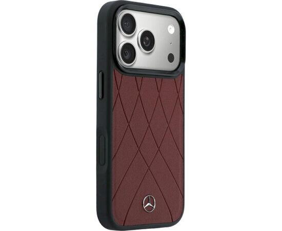 Mercedes Leather Crossed Lines MagSafe Aizsargapvalks priekš iPhone 18 Pro Max / 17 Pro Max / bordo Neoriģinālie Maciņi