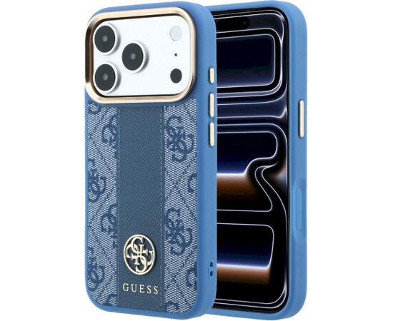 Guess 4G with Stripe Round and Classic Logos MagSafe Aizsargapvalks priekš iPhone 18 Pro / iPhone 17 Pro / zils Neoriģinālie Maciņi