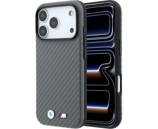 BMW M Carbon Metal Logo MagSafe Aizsargapvalks priekš iPhone 18 Pro Max / pelēks Neoriģinālie Maciņi
