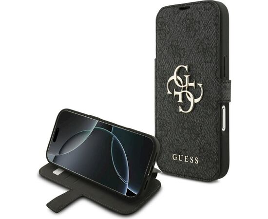 Guess Book 4G Metal Logo Case Aizsargapvalks priekš iPhone 18 Pro / iPhone 17 Pro / melns Neoriģinālie Maciņi