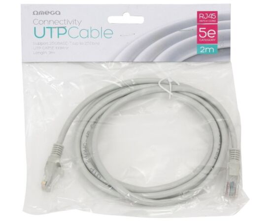 Omega LAN Vads / 5e cat / RJ45 / 2m / Pelēks Tīkla vadi
