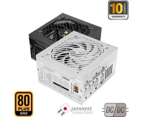 Mars Gaming MPB1000PSIW Fully Modular Power Supply 1000W ATX 3.1 / PCIe 5.1 / 140mm Datoru barošanas bloki