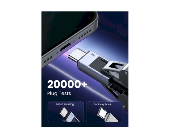 UGREEN L512 Кабель USB-C - USB-C PD 100W 0.5 m / серый Дата USB-кабели