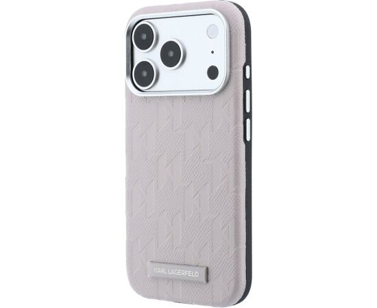 Karl Lagerfeld Grained Mono Resin Logo MagSafe Aizsargapvalks priekš iPhone 18 Pro Max / 17 Pro Max / rozā Neoriģinālie Maciņi