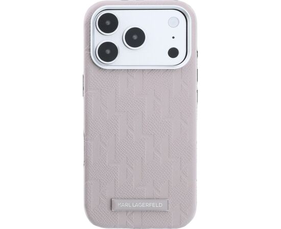 Karl Lagerfeld Grained Mono Resin Logo MagSafe Aizsargapvalks priekš iPhone 18 Pro Max / 17 Pro Max / rozā Neoriģinālie Maciņi