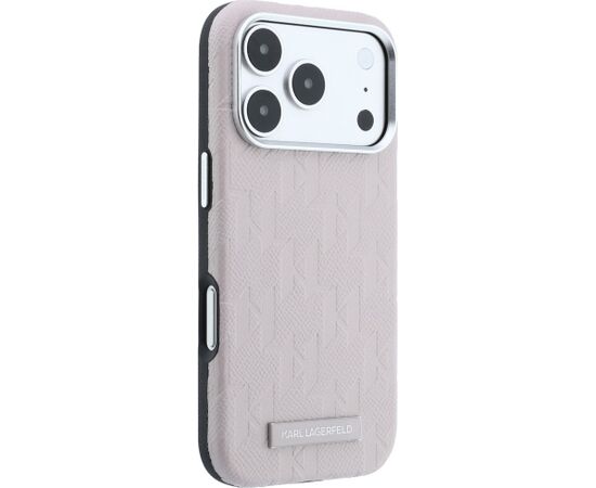 Karl Lagerfeld Grained Mono Resin Logo MagSafe Aizsargapvalks priekš iPhone 18 Pro Max / 17 Pro Max / rozā Neoriģinālie Maciņi