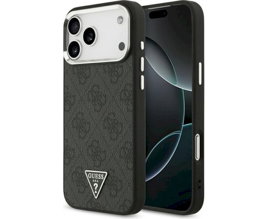 Guess 4G Triangle Logo MagSafe Aizsargapvalks priekš iPhone 18 Pro Max / 17 Pro Max / melns-sudraba Neoriģinālie Maciņi