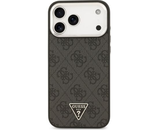 Guess 4G Triangle Logo MagSafe Aizsargapvalks priekš iPhone 18 Pro Max / 17 Pro Max / melns-sudraba Neoriģinālie Maciņi