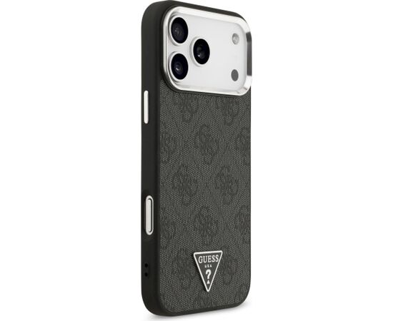 Guess 4G Triangle Logo MagSafe Aizsargapvalks priekš iPhone 18 Pro Max / 17 Pro Max / melns-sudraba Neoriģinālie Maciņi