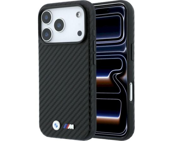 BMW M Carbon Metal Logo MagSafe Aizsargapvalks priekš iPhone 18 Pro / 17 Pro / melns Neoriģinālie Maciņi