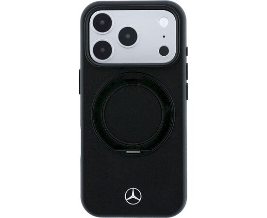 Mercedes Leather with Ring Stand MagSafe Aizsargapvalks priekš iPhone 18 Pro Max / 17 Pro Max / melns Neoriģinālie Maciņi