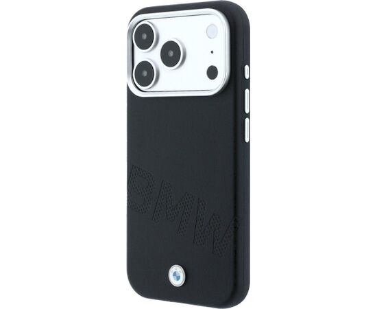BMW Sign Inclined Deboss Letters MagSafe Case Aizsargapvalks priekš iPhone 18 Pro / 17 Pro / melns Neoriģinālie Maciņi
