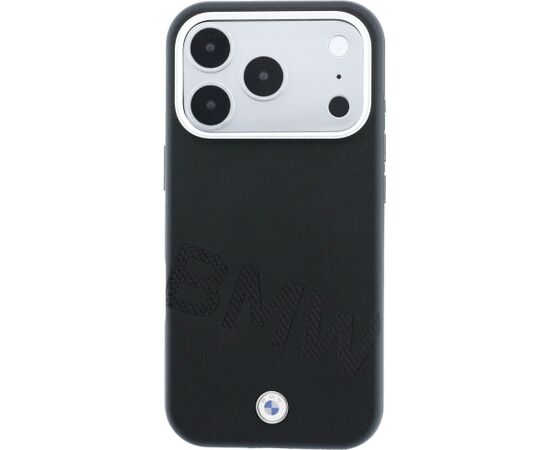 BMW Sign Inclined Deboss Letters MagSafe Case Aizsargapvalks priekš iPhone 18 Pro / 17 Pro / melns Neoriģinālie Maciņi