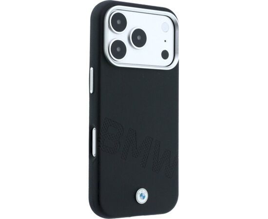 BMW Sign Inclined Deboss Letters MagSafe Case Aizsargapvalks priekš iPhone 18 Pro / 17 Pro / melns Neoriģinālie Maciņi