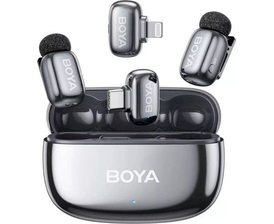 Boya mini 2-01 AI Powered Noise Cancellation Lightning un USB-C Bezvadu mikrofons Mikrofoni