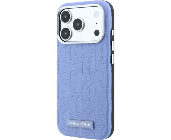 Karl Lagerfeld Grained Mono Resin Logo MagSafe Aizsargapvalks priekš iPhone 18 Pro Max / 17 Pro Max / gaiši zils Neoriģinālie Maciņi