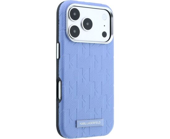 Karl Lagerfeld Grained Mono Resin Logo MagSafe Aizsargapvalks priekš iPhone 18 Pro Max / 17 Pro Max / gaiši zils Neoriģinālie Maciņi