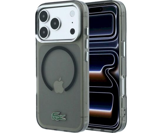 Lacoste IML Frosted Laquer Logo MagSafe Case Aizsargapvalks priekš iPhone 18 Pro Max / 17 Pro Max / melns Neoriģinālie Maciņi