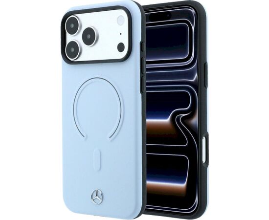 Mercedes Leather 3D MagSafe Aizsargapvalks priekš iPhone 18 Pro Max / 17 Pro Max / zils Neoriģinālie Maciņi