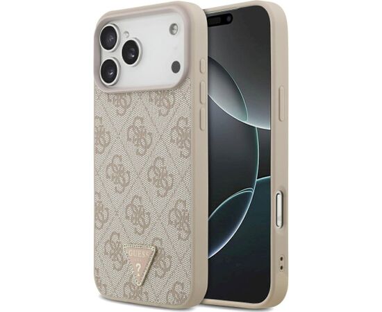 Guess Leather 4G Triangle Strass MagSafe Case Aizsargapvalks priekš iPhone 18 Pro Max / 17 Pro Max / rozā Neoriģinālie Maciņi
