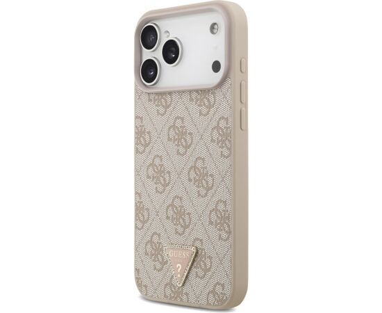 Guess Leather 4G Triangle Strass MagSafe Case Aizsargapvalks priekš iPhone 18 Pro Max / 17 Pro Max / rozā Neoriģinālie Maciņi