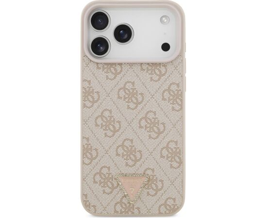 Guess Leather 4G Triangle Strass MagSafe Case Aizsargapvalks priekš iPhone 18 Pro Max / 17 Pro Max / rozā Neoriģinālie Maciņi