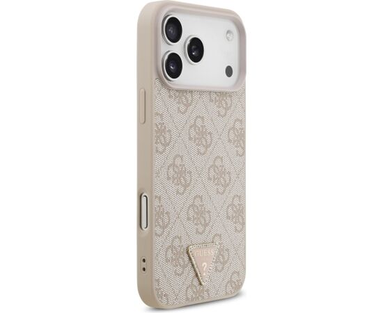 Guess Leather 4G Triangle Strass MagSafe Case Aizsargapvalks priekš iPhone 18 Pro Max / 17 Pro Max / rozā Neoriģinālie Maciņi