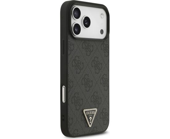 Guess Leather 4G Triangle Strass MagSafe Case Aizsargapvalks priekš iPhone 18 Pro Max / 17 Pro Max / melns Neoriģinālie Maciņi