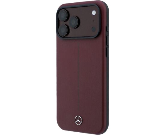 Mercedes Leather Semi Wrap Iconic Line MagSafe Aizsargapvalks priekš iPhone 18 Pro Max / 17 Pro Max / bordo Neoriģinālie Maciņi