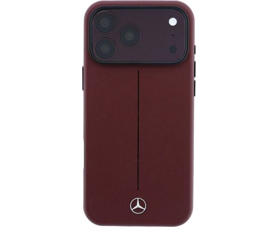 Mercedes Leather Semi Wrap Iconic Line MagSafe Aizsargapvalks priekš iPhone 18 Pro Max / 17 Pro Max / bordo Neoriģinālie Maciņi