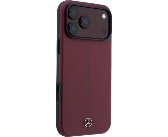Mercedes Leather Semi Wrap Iconic Line MagSafe Aizsargapvalks priekš iPhone 18 Pro Max / 17 Pro Max / bordo Neoriģinālie Maciņi