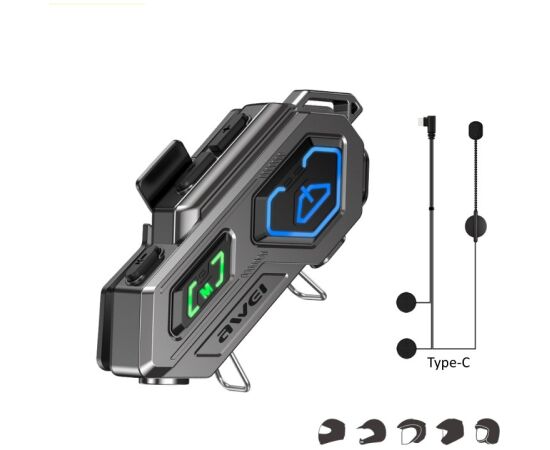 Bluetooth handsfree for helmet Awei VS-6 black Bluetooth iekārtas