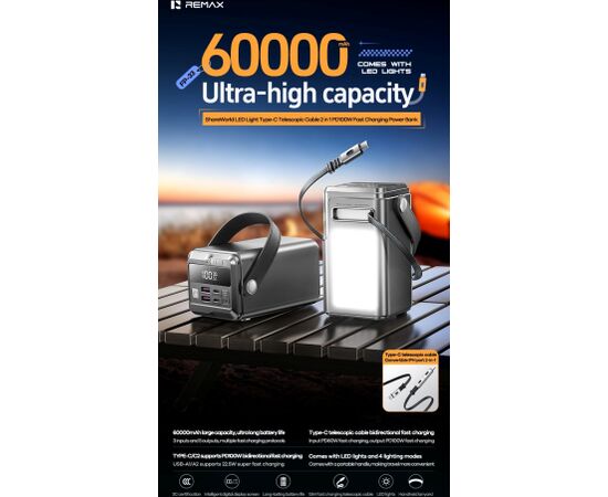 External battery Power Bank Remax FP-33 100W 60000mAh grey Power Banks