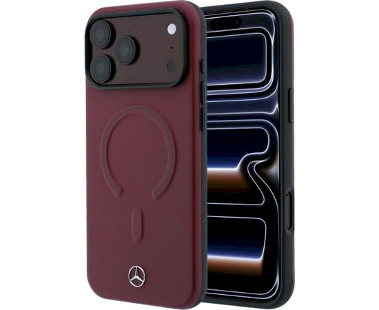 Mercedes Leather 3D MagSafe Aizsargapvalks priekš iPhone 18 Pro Max / 17 Pro Max / burgundijas Neoriģinālie Maciņi