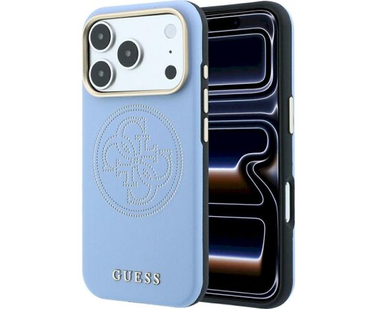 Guess Perforated 4G Gold Logo Magsafe Aizsargapvalks priekš iPhone 18 Pro Max / 17 Pro Max / gaiši zils Neoriģinālie Maciņi