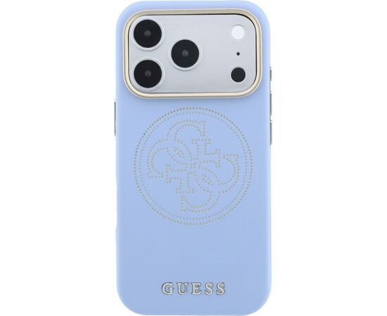 Guess Perforated 4G Gold Logo Magsafe Aizsargapvalks priekš iPhone 18 Pro Max / 17 Pro Max / gaiši zils Neoriģinālie Maciņi