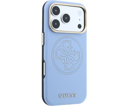 Guess Perforated 4G Gold Logo Magsafe Aizsargapvalks priekš iPhone 18 Pro Max / 17 Pro Max / gaiši zils Neoriģinālie Maciņi