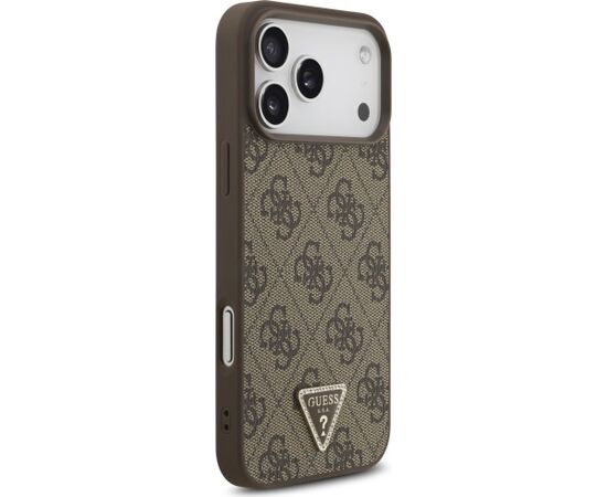 Guess Leather 4G Triangle Strass MagSafe Case Aizsargapvalks priekš iPhone 18 Pro Max / 17 Pro Max / brūns Neoriģinālie Maciņi