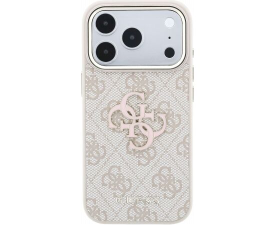 Guess PU 4G Resin Metal Logo Case Aizsargapvalks priekš iPhone 18 Pro / rozā Neoriģinālie Maciņi