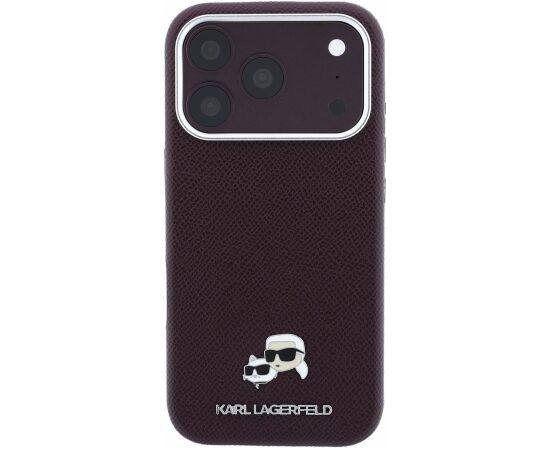 Karl Lagerfeld PU Grained Semi Wrap K&CH Heads Magsafe Case Aizsargapvalks priekš iPhone 18 Pro Max / bordo Neoriģinālie Maciņi